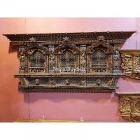 Intricately Handcarved Wooden 3 Faced Decorative Window