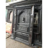 Intricately Handcarved Old Newari Window with Lord Bhairab on Panel