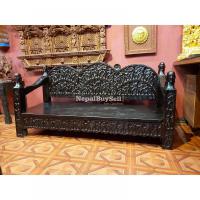 Intricately Carved Tharu Bench